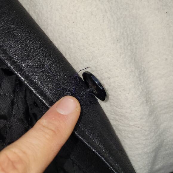 Vintage Winlit Jacket Womens Size 2X Black New York Large Button Leather Coat - Picture 11 of 16